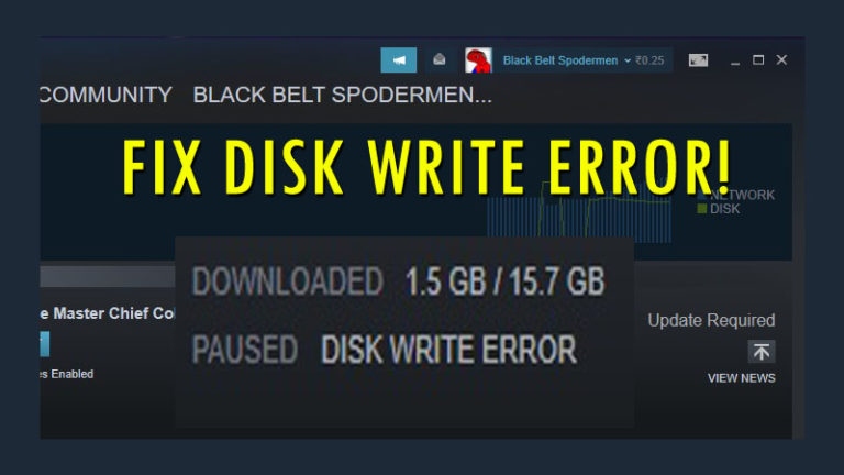steam disk write error on game update