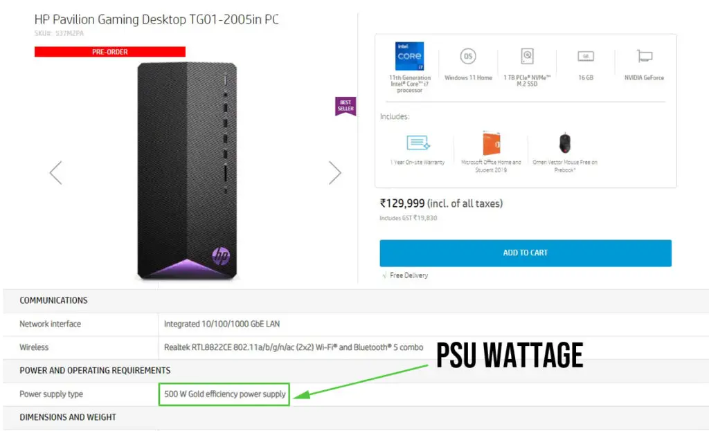  power supply specs