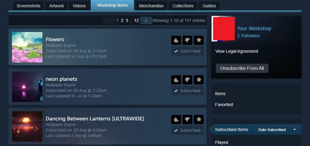 steam workshop subscribed items