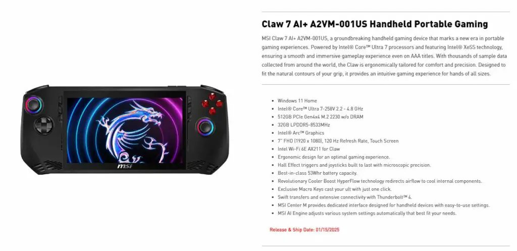 MSI Claw 8 AI And Claw 7 AI Are Officially Scheduled To Launch On